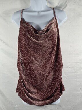 New York & Co. Women's Purple Velvet Halter Style Animal Print Top Size L